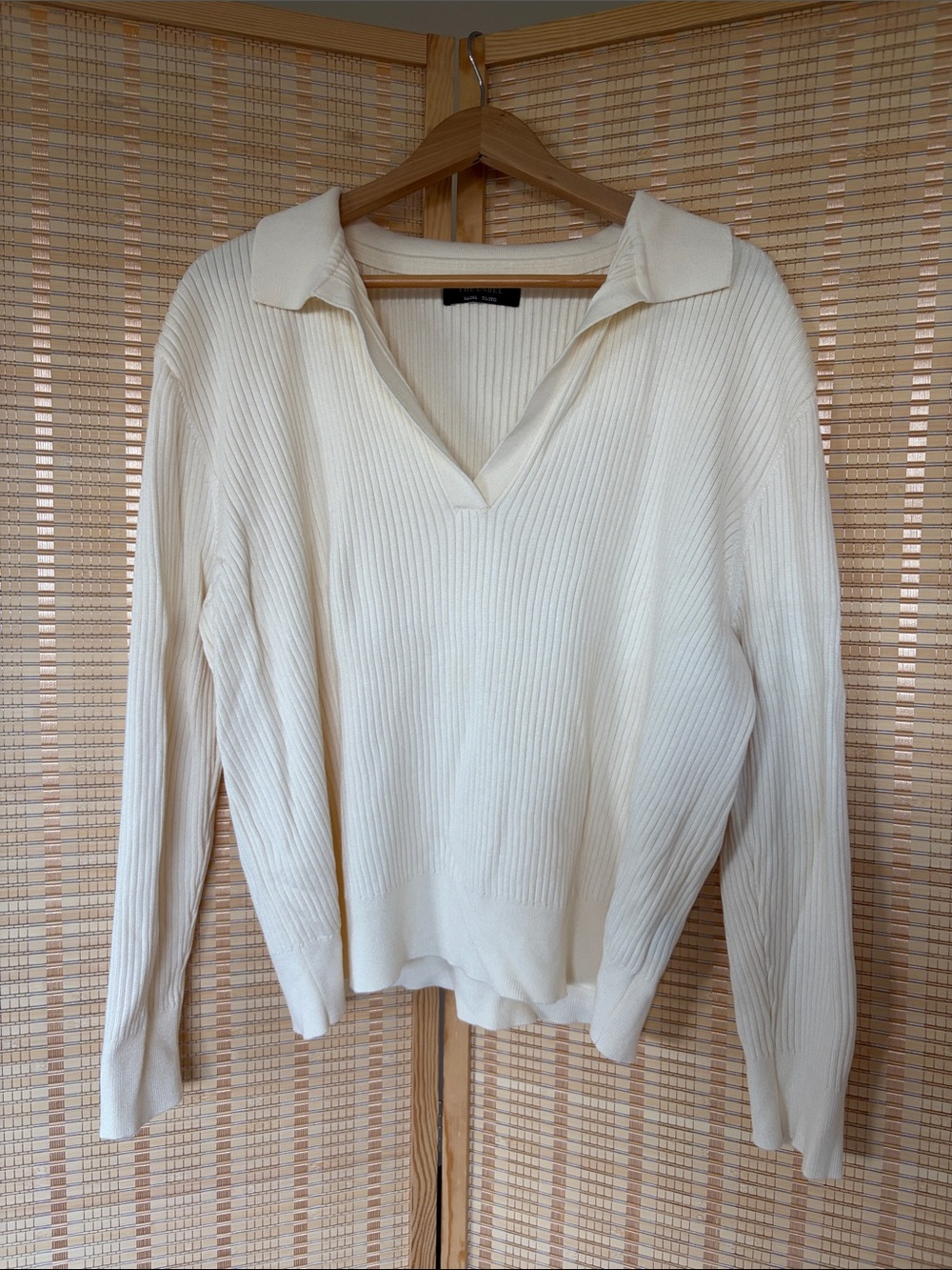 Brunette The Label Cream Ribbed Collared Sweater - Picture 10 of 11